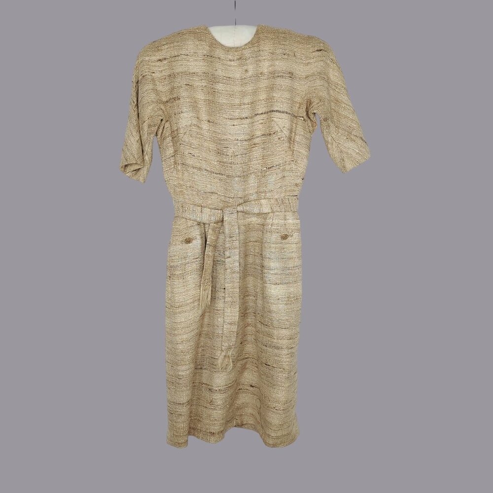 Vintage Neiman Marcus Tweed Mod Dress X Small Brown 60s